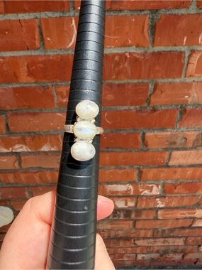 Triple Moonstone Ring - Silver and Opalescent